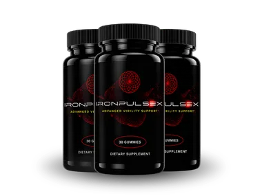 IronPulseX 3 bottle package of virility support gummies, 90-day supply with free US shipping